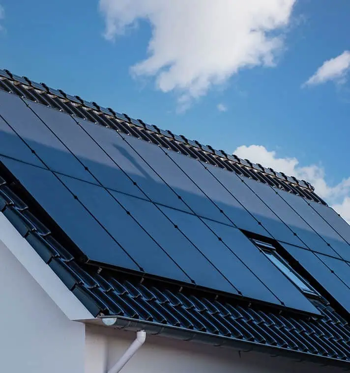 Solar PV panels fitted to a pitched roof